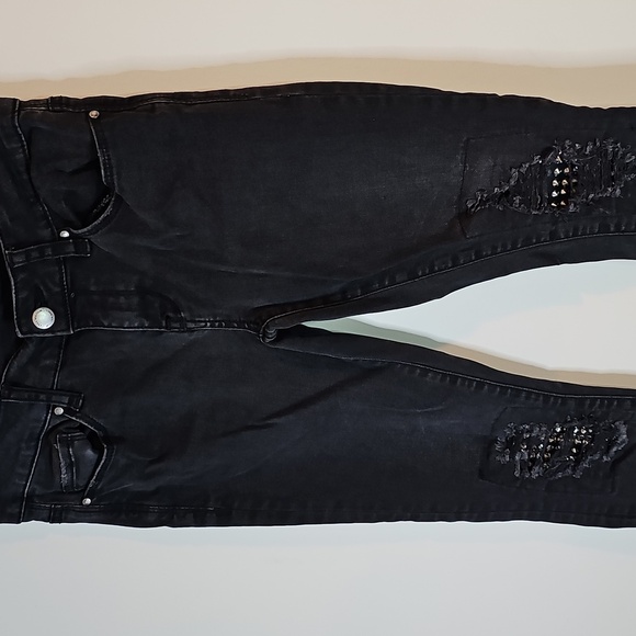 William Rast Black Skinny Jeans with Distressed Details - Picture 2 of 8